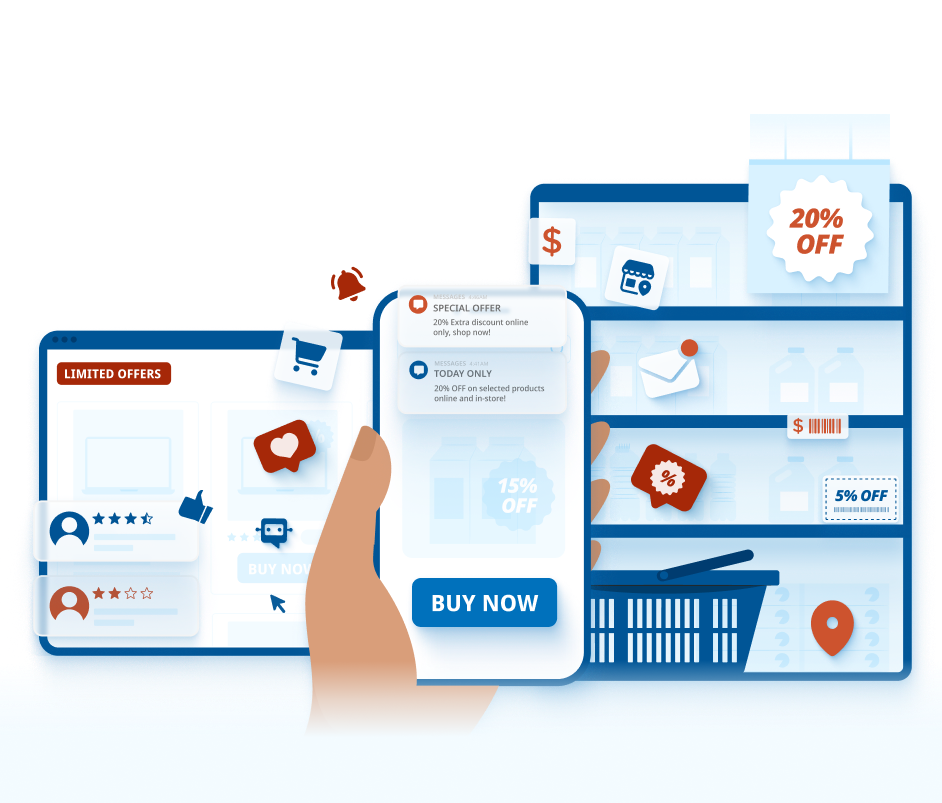 Illustration featuring the complexities of the consumer decision point.